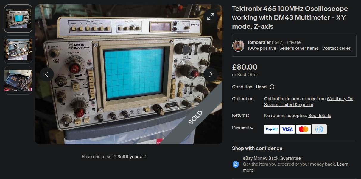 Ebay listing of the oscilloscope